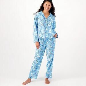 Printfresh NEW Pajama Set Womens Size 5X Cobalt Crane Novelty 2 Piece Flannel